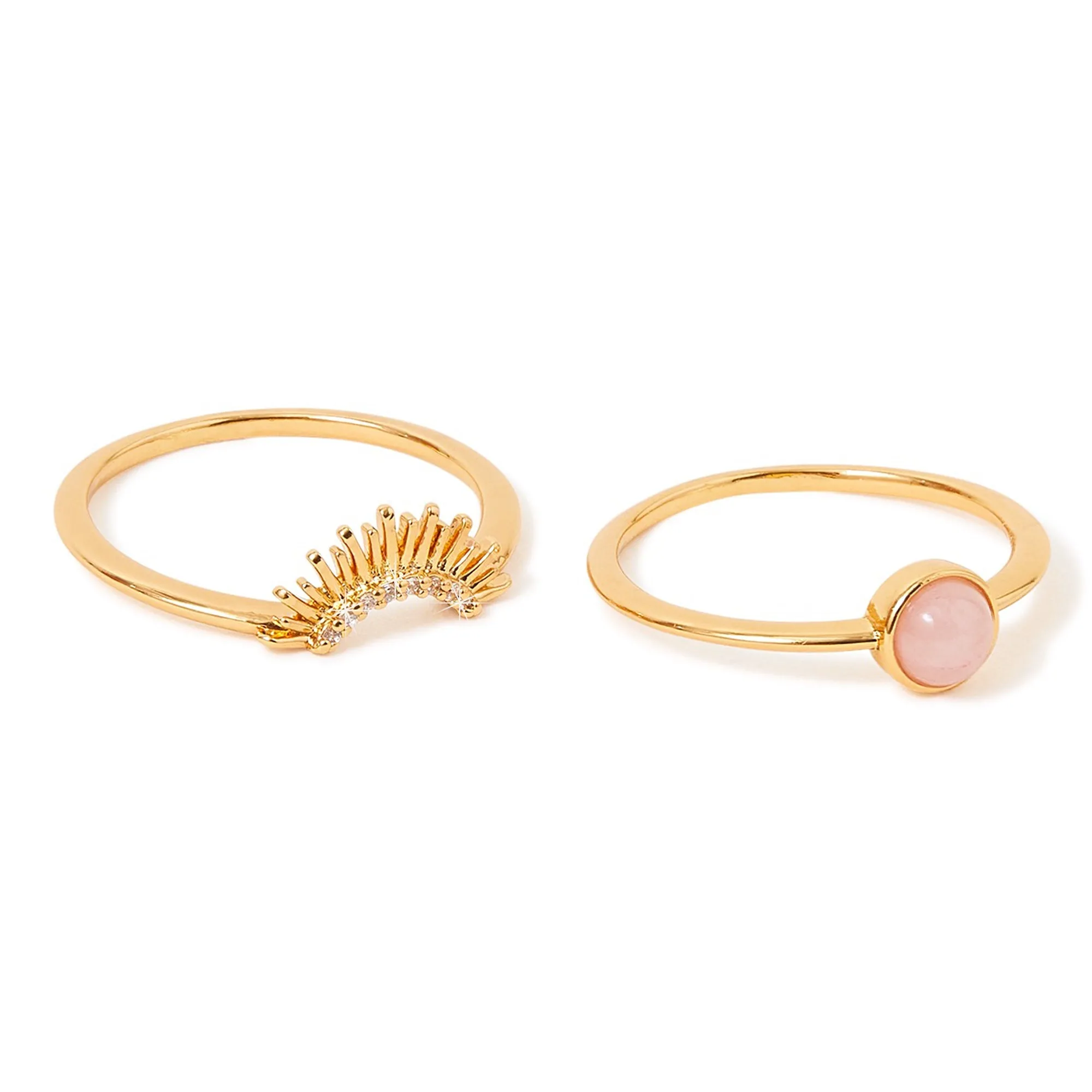 Real Gold Plated Gold Z Sun Ring Set Of 2-Medium