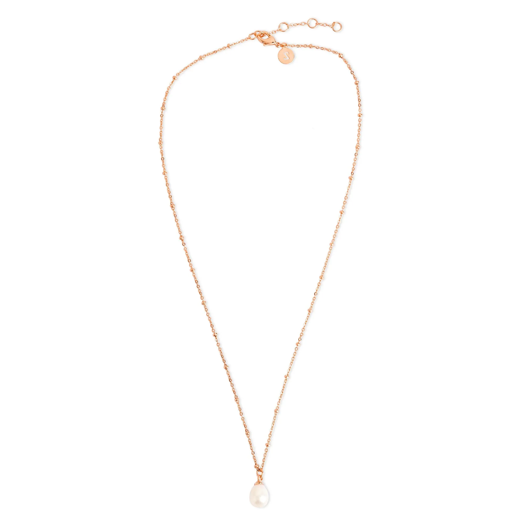 Real Gold Plated Rose Gold Z Irregular Pearl Necklace