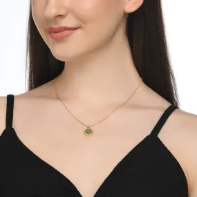 Real Gold Plated Z Aventurine Slice Pendant Necklace