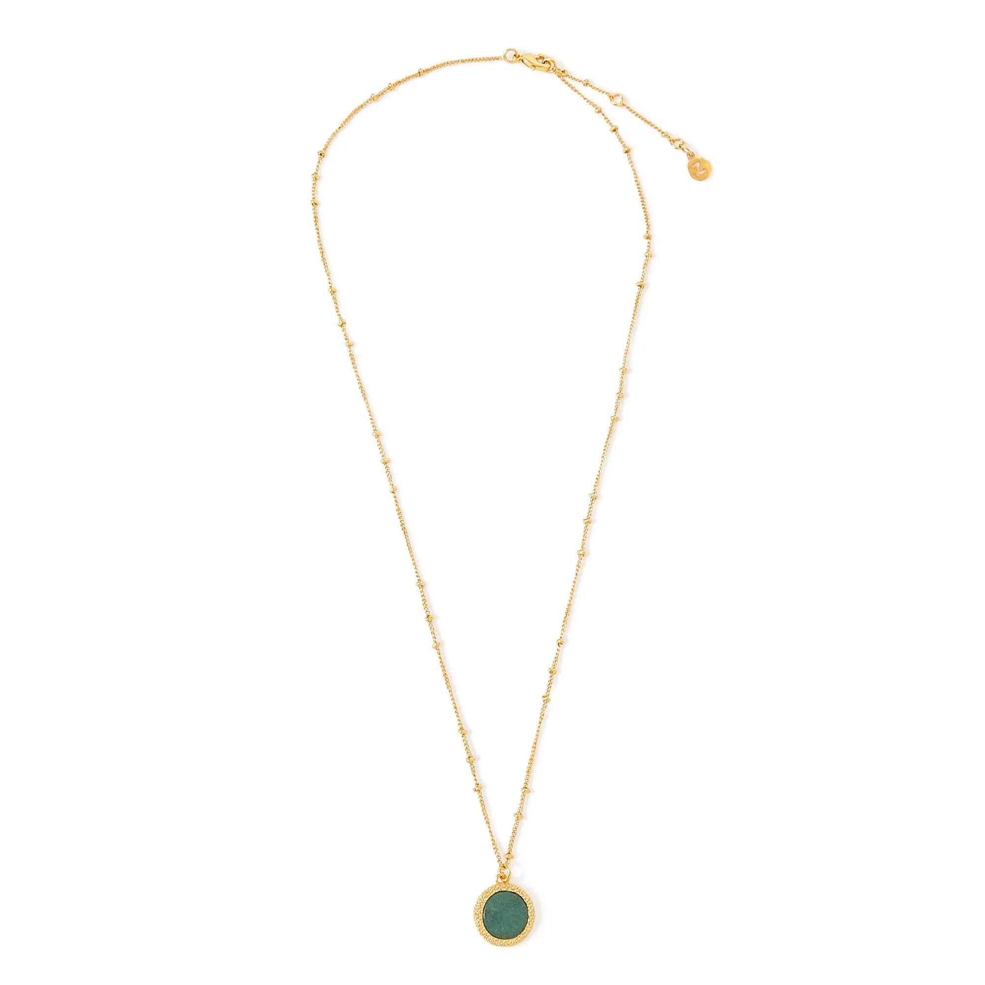 Real Gold Plated Z Aventurine Slice Pendant Necklace