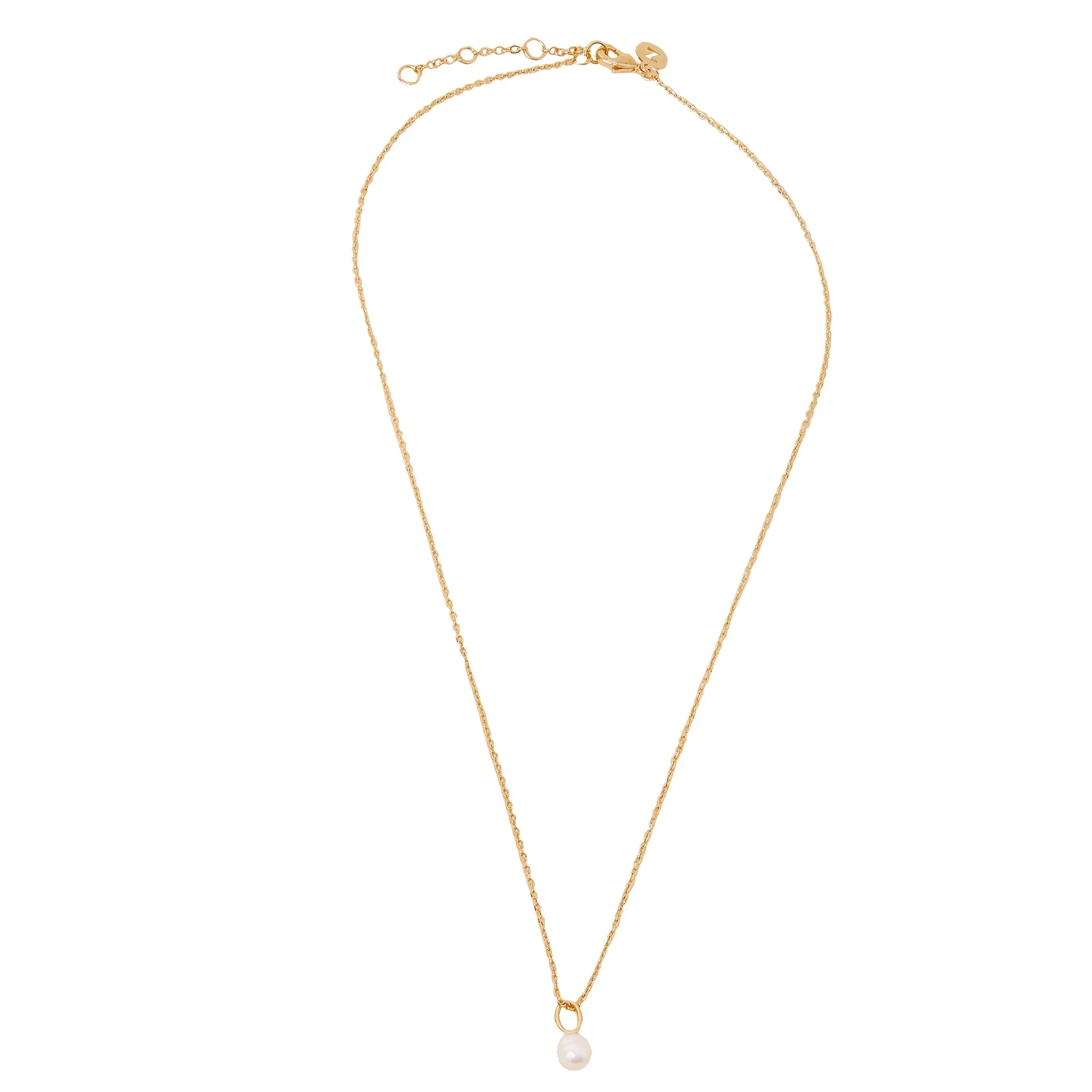 Real Gold Plated Z Delicate Pearl Pendant Necklace