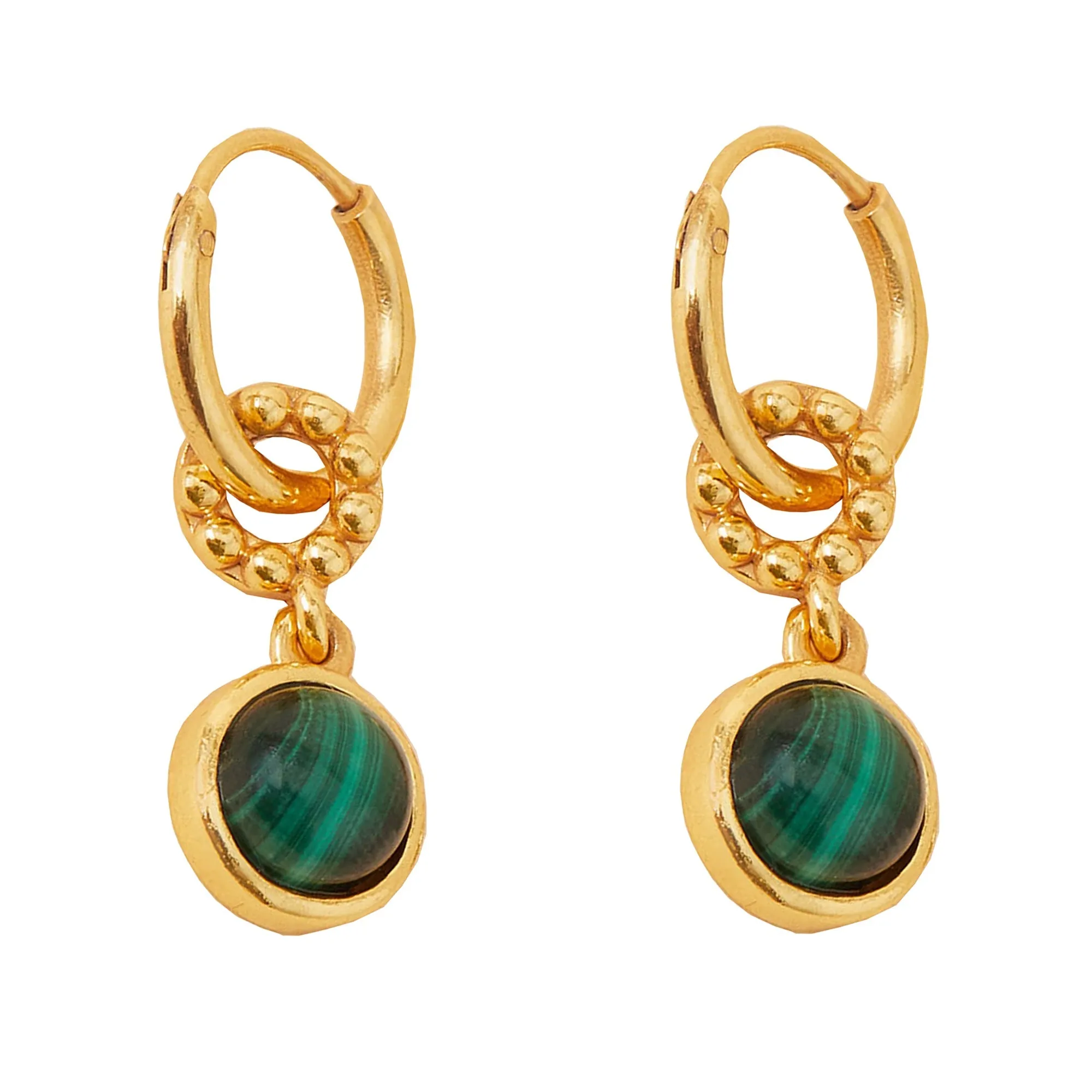 Real Gold Plated Z Heirloom Malachite Charm Earrings For Women By Accessorize London