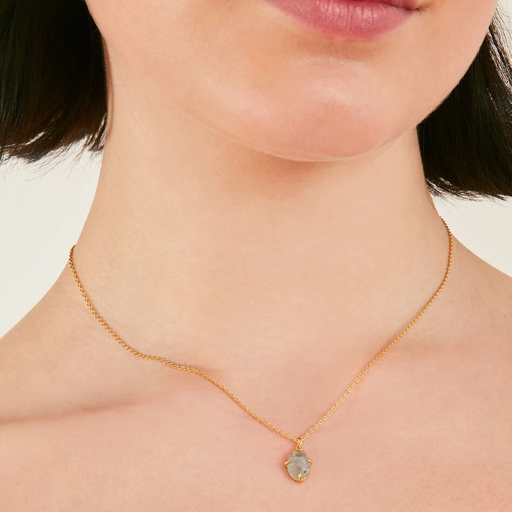 Real Gold-Plated Z  Labradorite Pendant Necklace