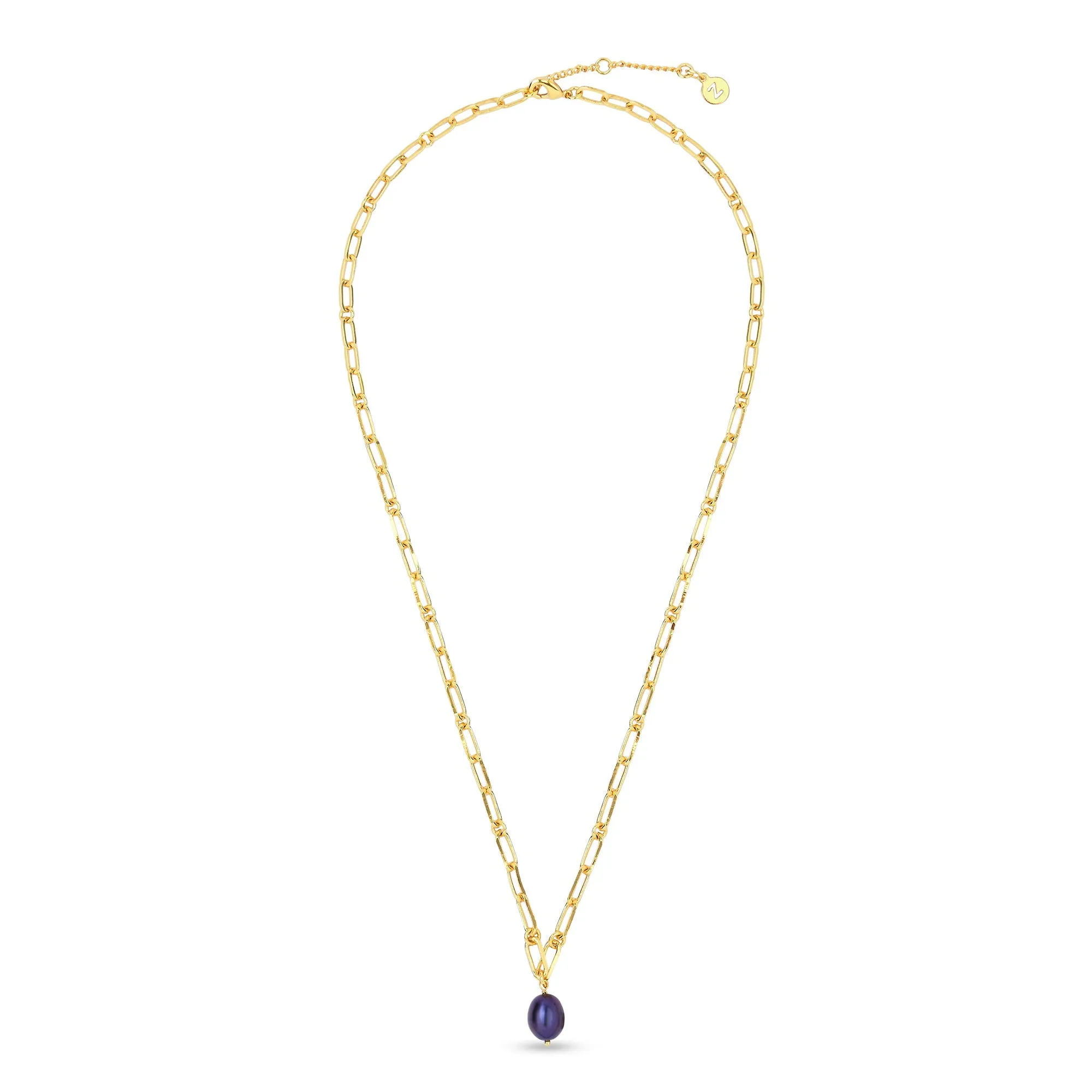 Real Gold Plated Z Pearl Chain Necklace