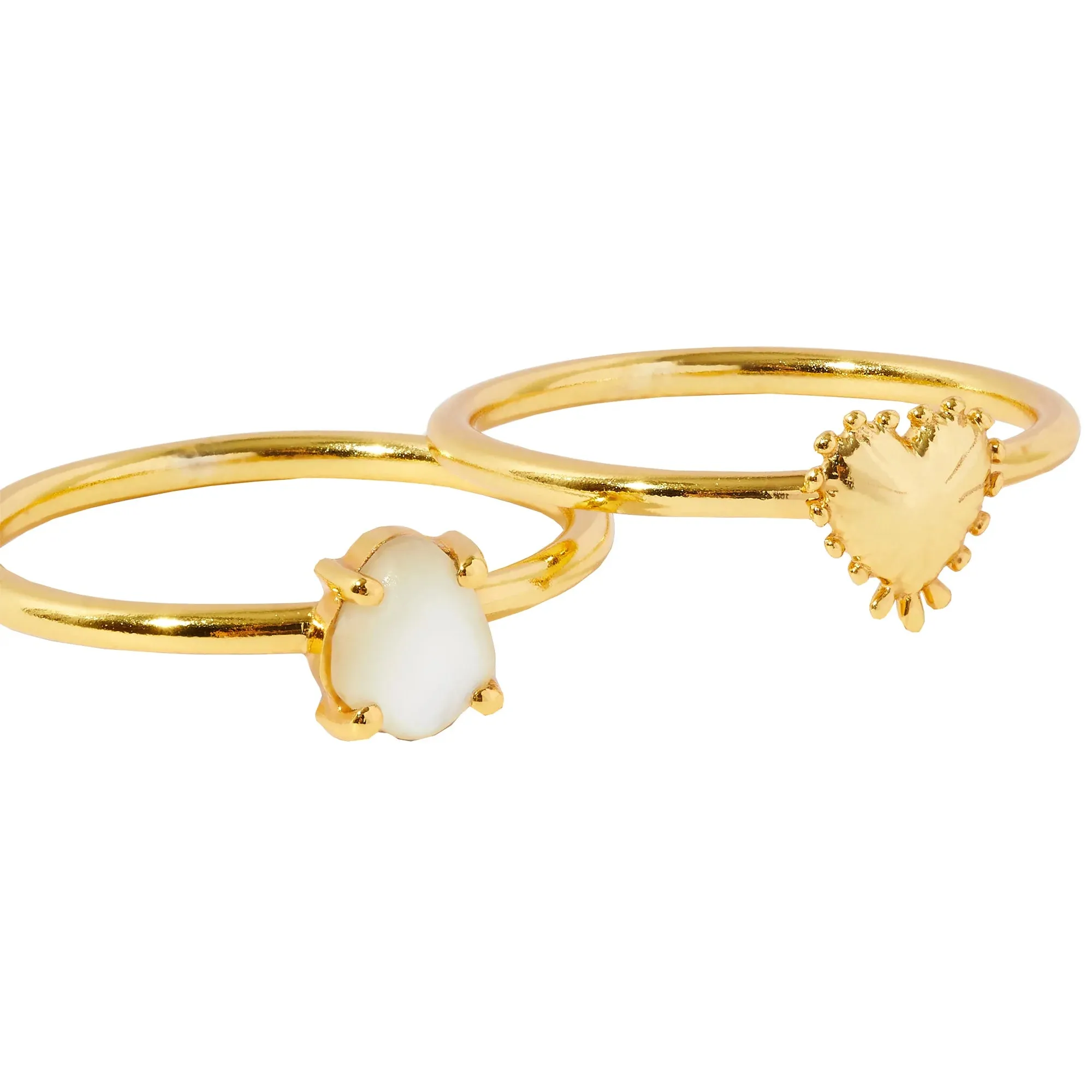 Real Gold Plated Z Set of Two Grecian Heart Rings For Women By Accessorize London-Medium