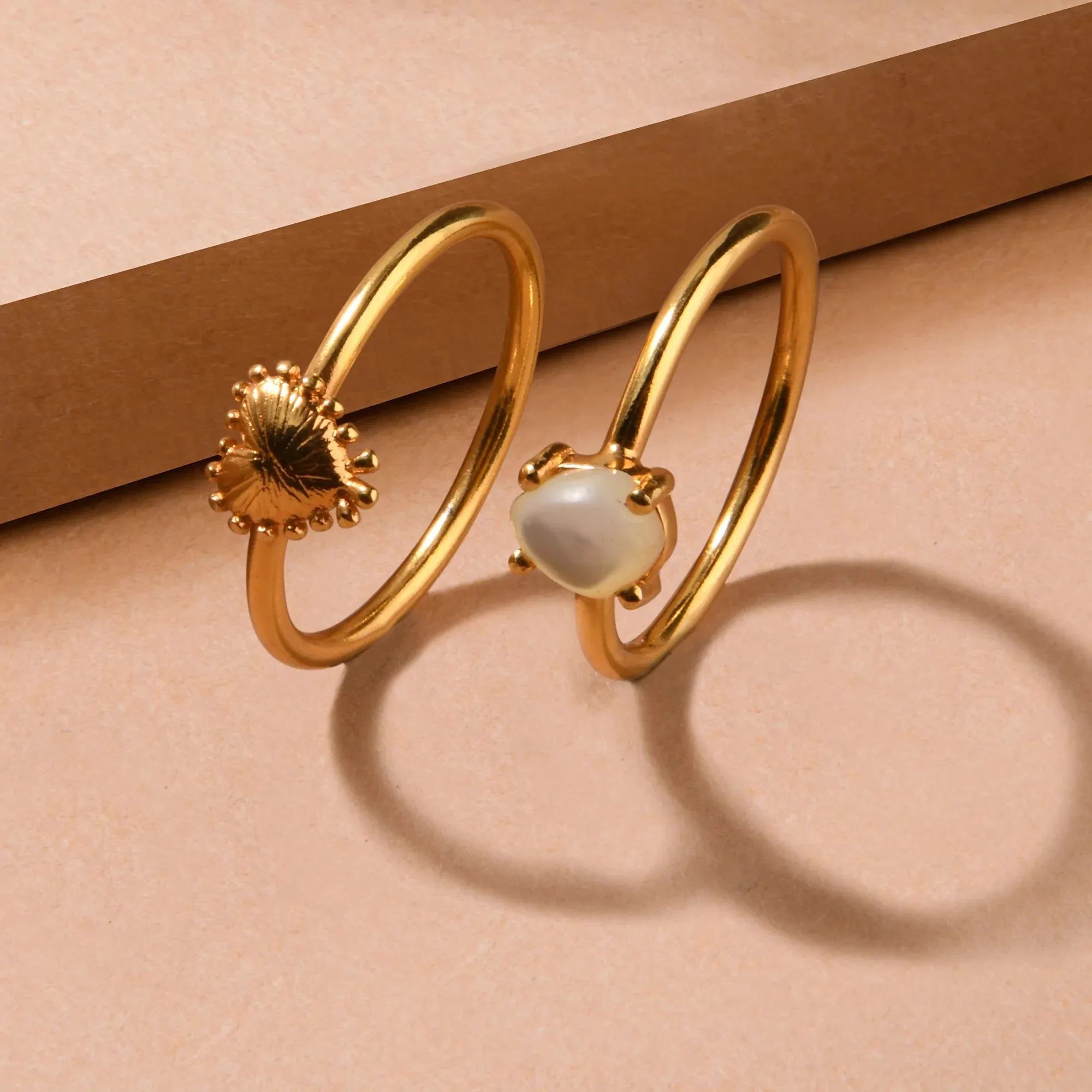 Real Gold Plated Z Set of Two Grecian Heart Rings For Women By Accessorize London-Medium