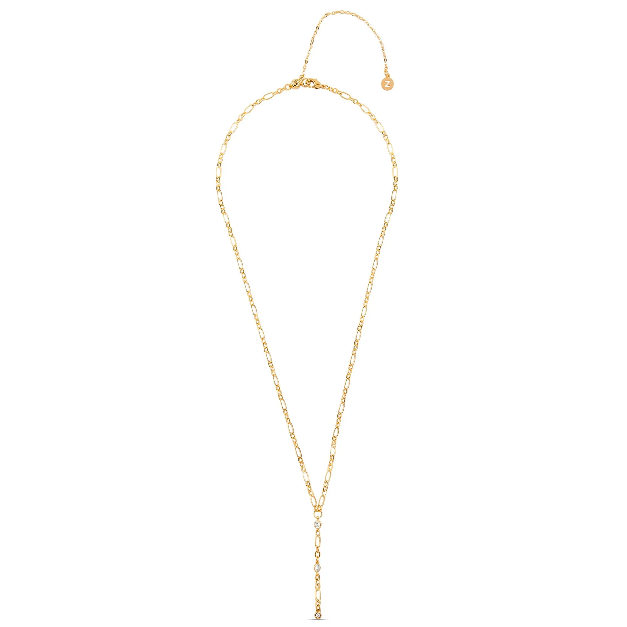 Real Gold-Plated Z Sparkle Y-Chain Necklace