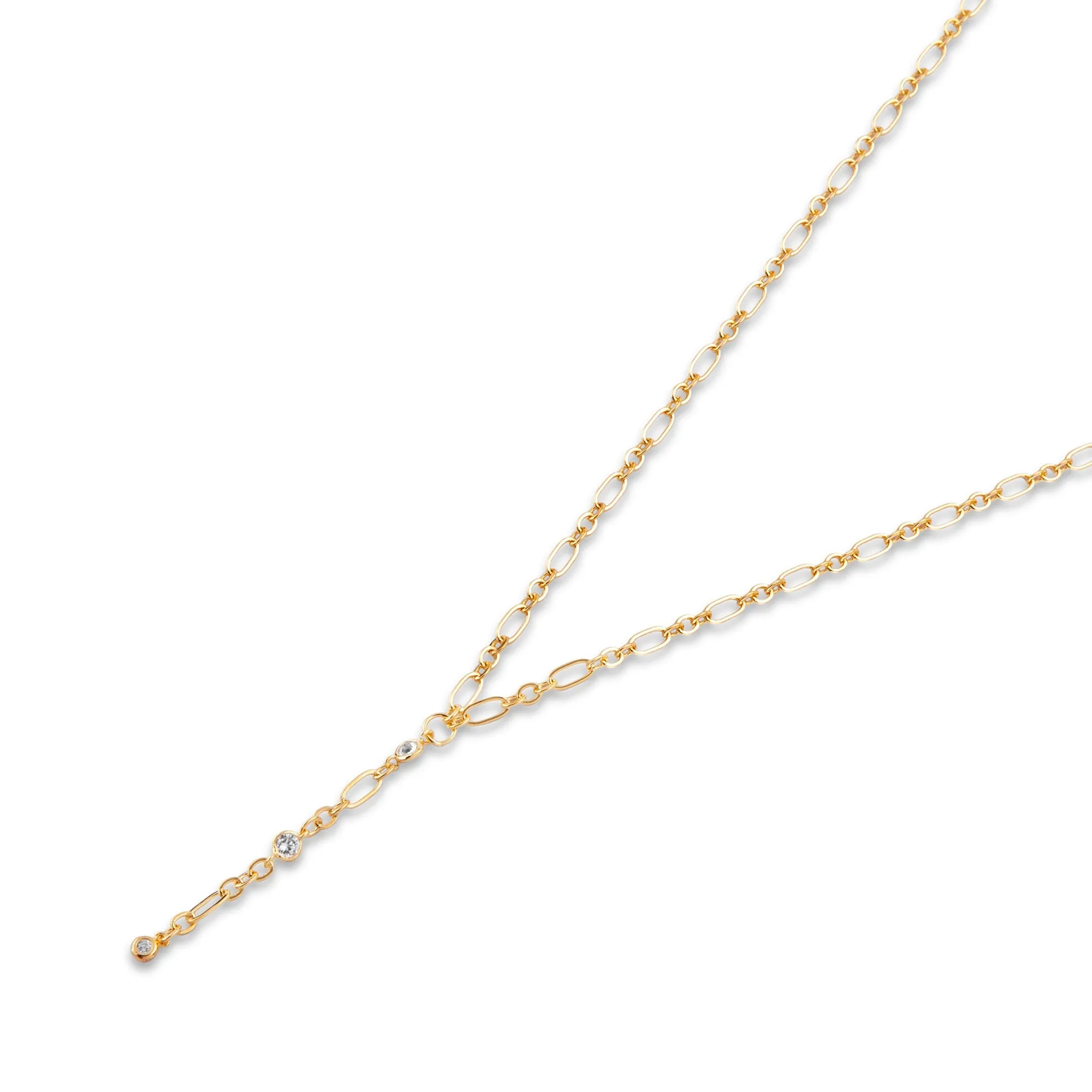 Real Gold-Plated Z Sparkle Y-Chain Necklace