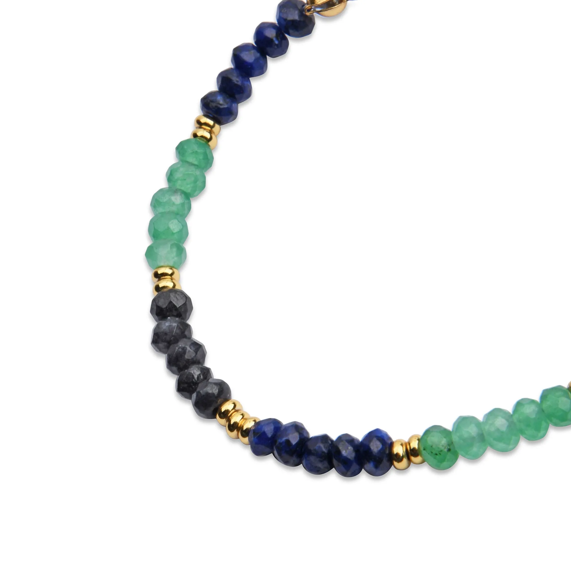 Real Gold Plated Z Stone And Bead Slider Bracelet