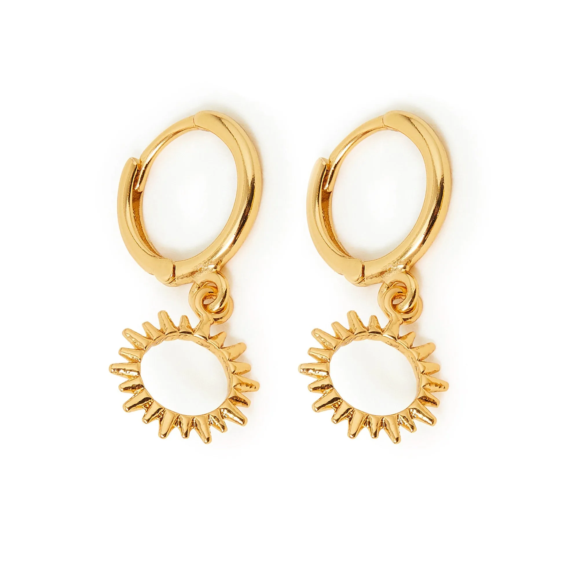 Real Gold Plated Z Sun Huggie Hoops