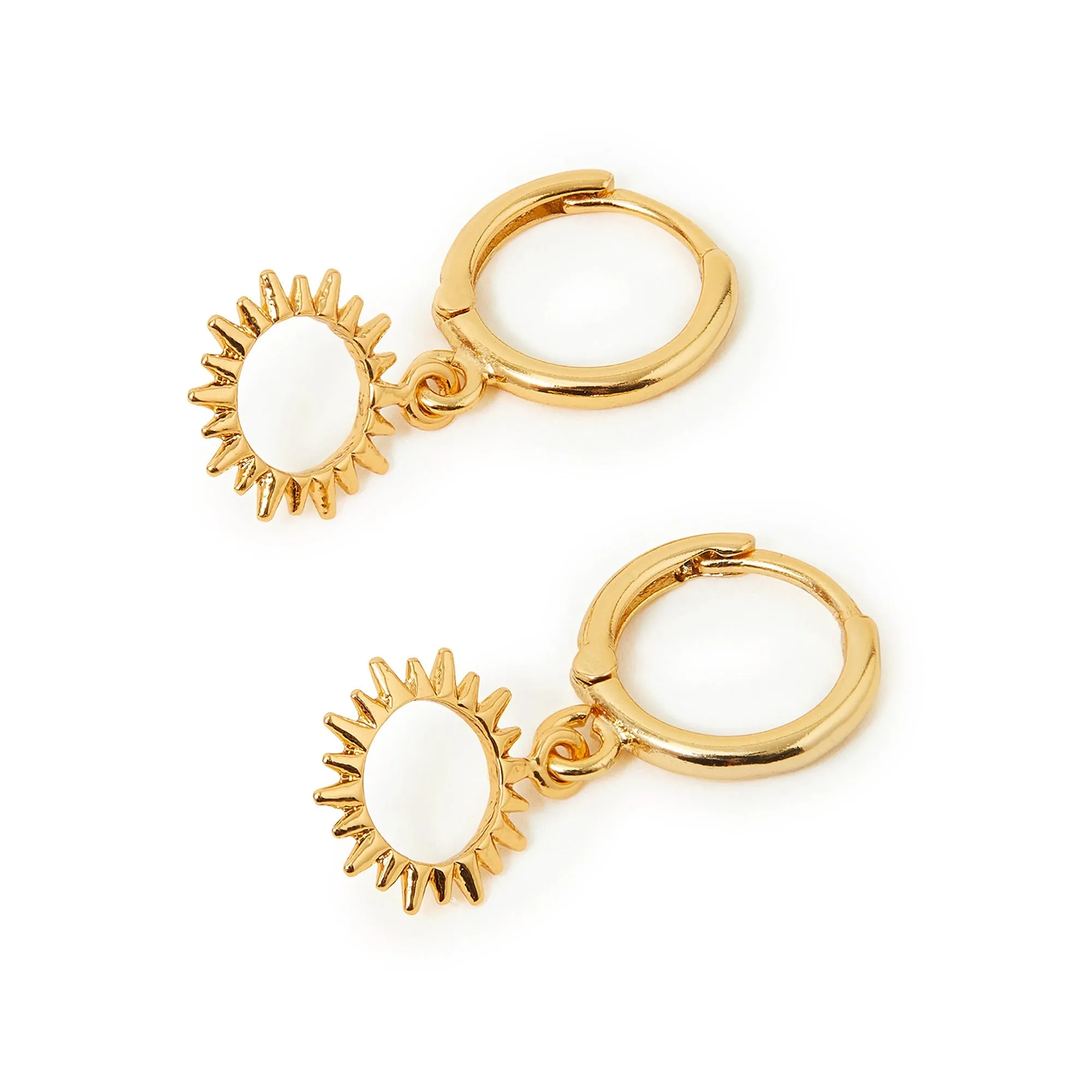 Real Gold Plated Z Sun Huggie Hoops