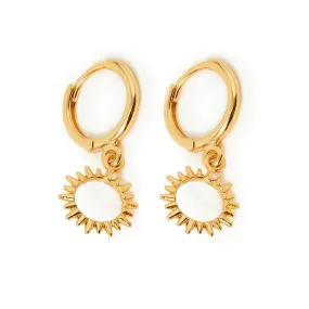 Real Gold Plated Z Sun Huggie Hoops