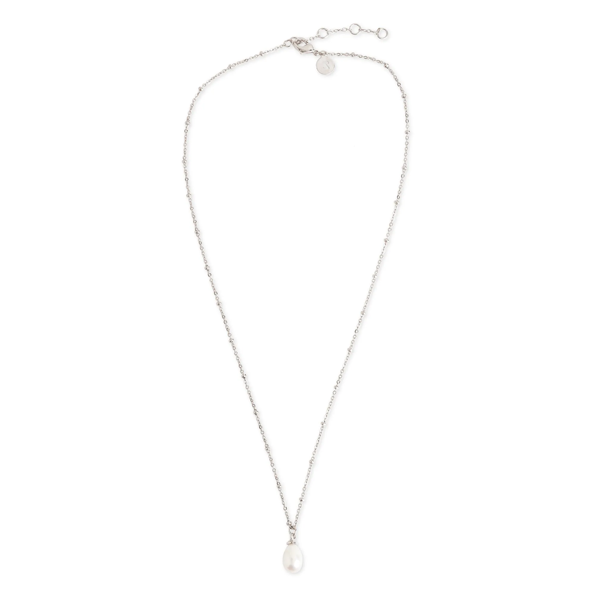 Real Silver Plated Silver Z Irregular Pearl Necklace