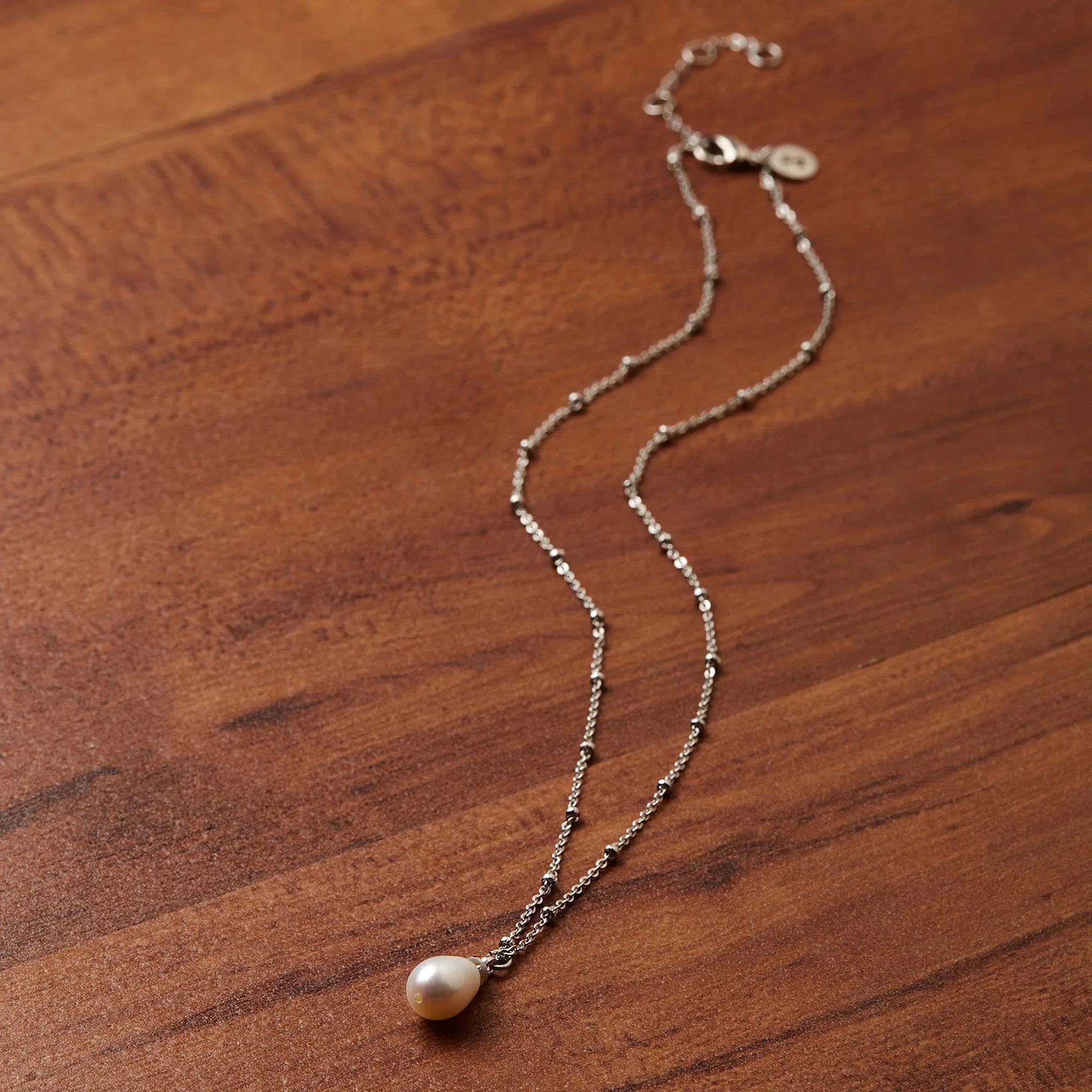 Real Silver Plated Silver Z Irregular Pearl Necklace