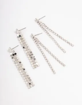 Rhodium Cupchain Chainmail Drop Earrings Pack