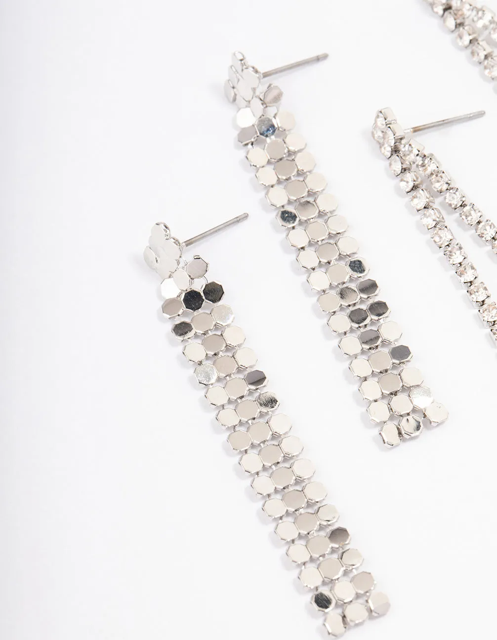 Rhodium Cupchain Chainmail Drop Earrings Pack