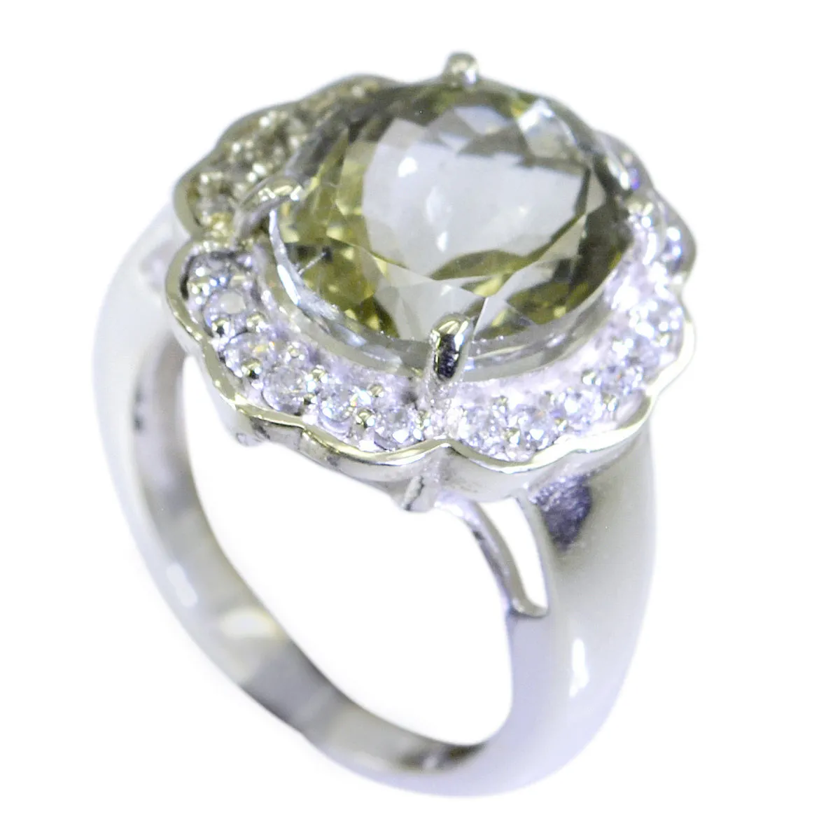 Riyo Charming Stone Green Amethyst 925 Sterling Silver Ring Jewelrys