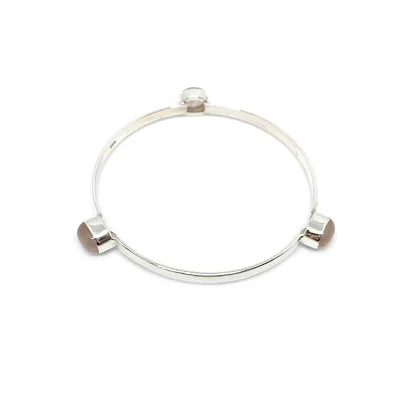 Rose Quartz Boho Silver Bangle