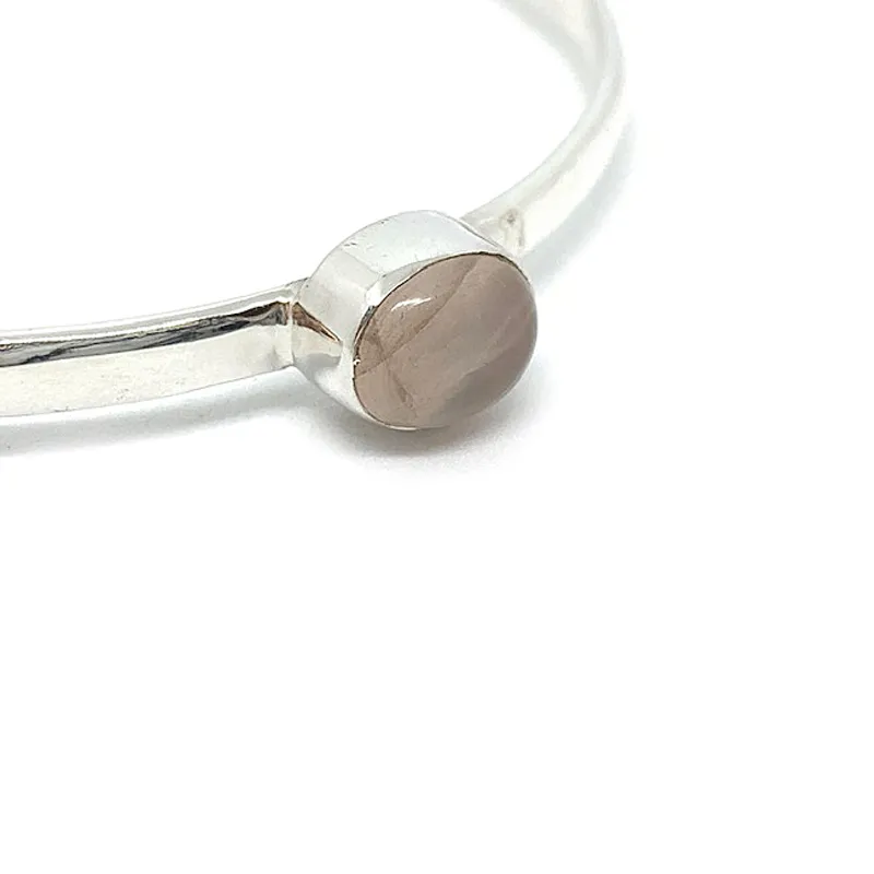 Rose Quartz Boho Silver Bangle