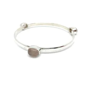 Rose Quartz Boho Silver Bangle