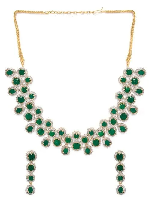 Elegant Gold-Plated Handcrafted Stone Statement Necklace Set with Exquisite Detailing