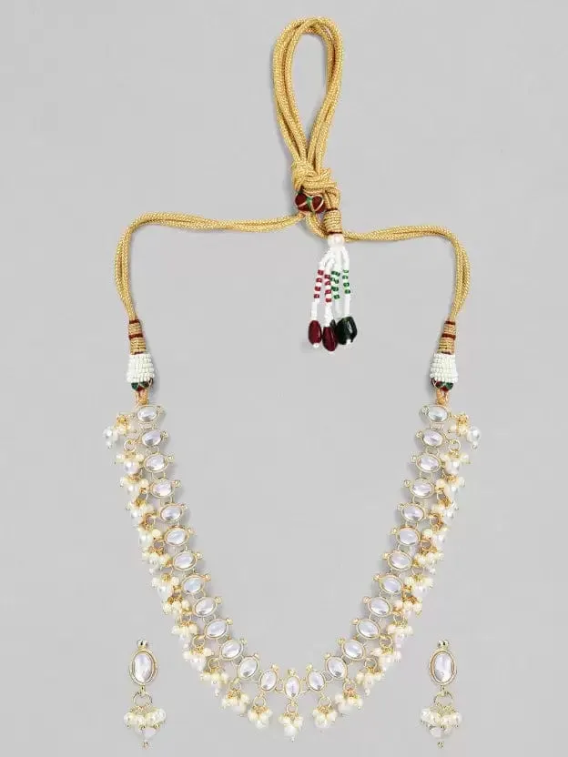 Rubans Gold Plated Kundan Delicate Necklace Set