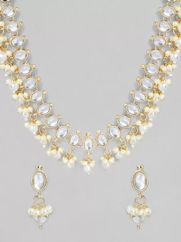 Rubans Gold Plated Kundan Delicate Necklace Set