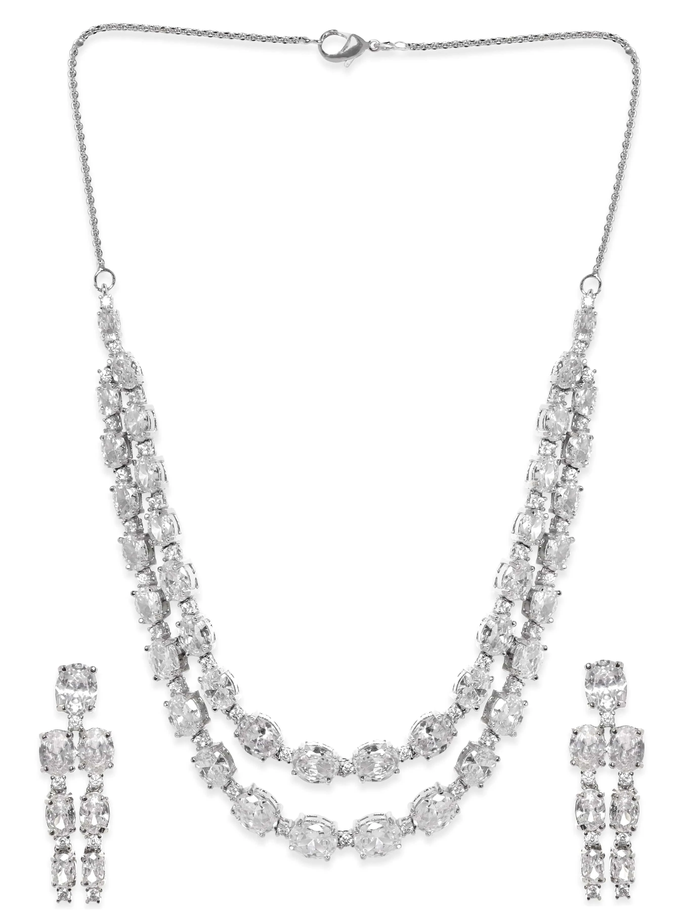 Rubans Layered Necklace Set With Studded American Diamonds