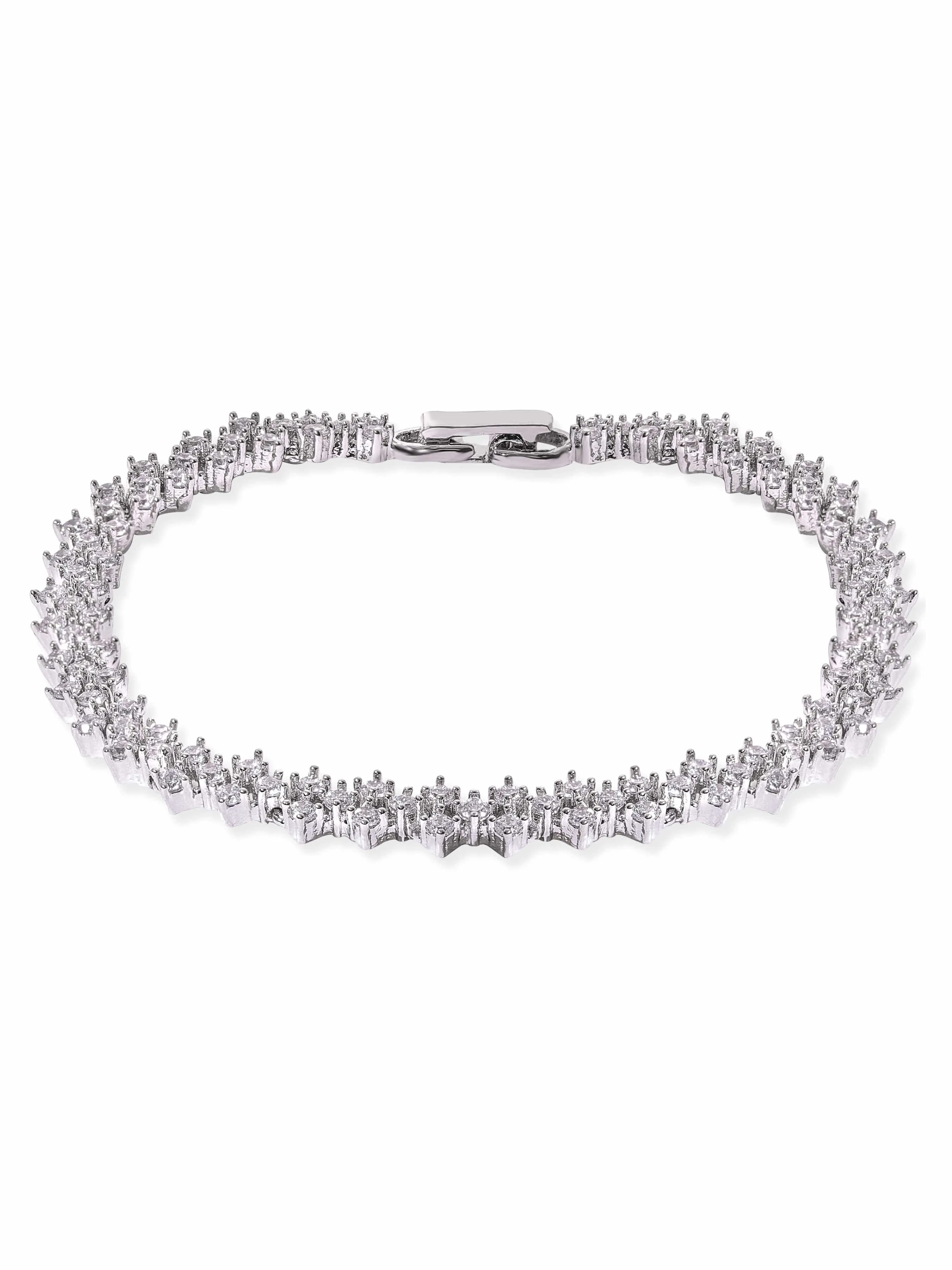 Rubans Rhodium plated Zirconia studded chic Classy Bracelet