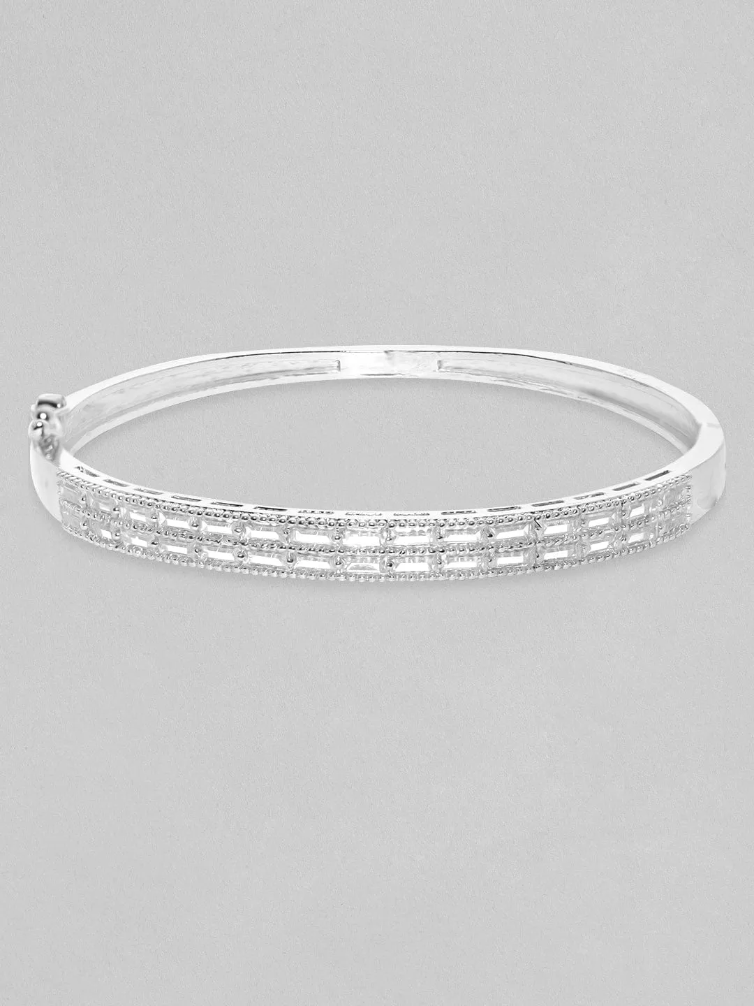 Rubans Rhodium plated Zirconia Studded Classy Bracelet