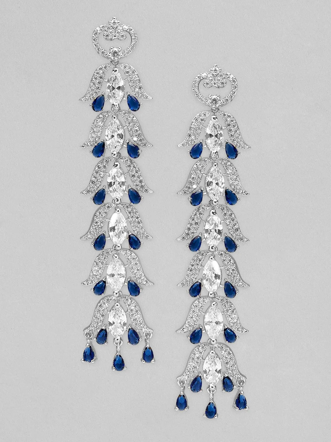 Rubans silver plated earrings with studded american stones.