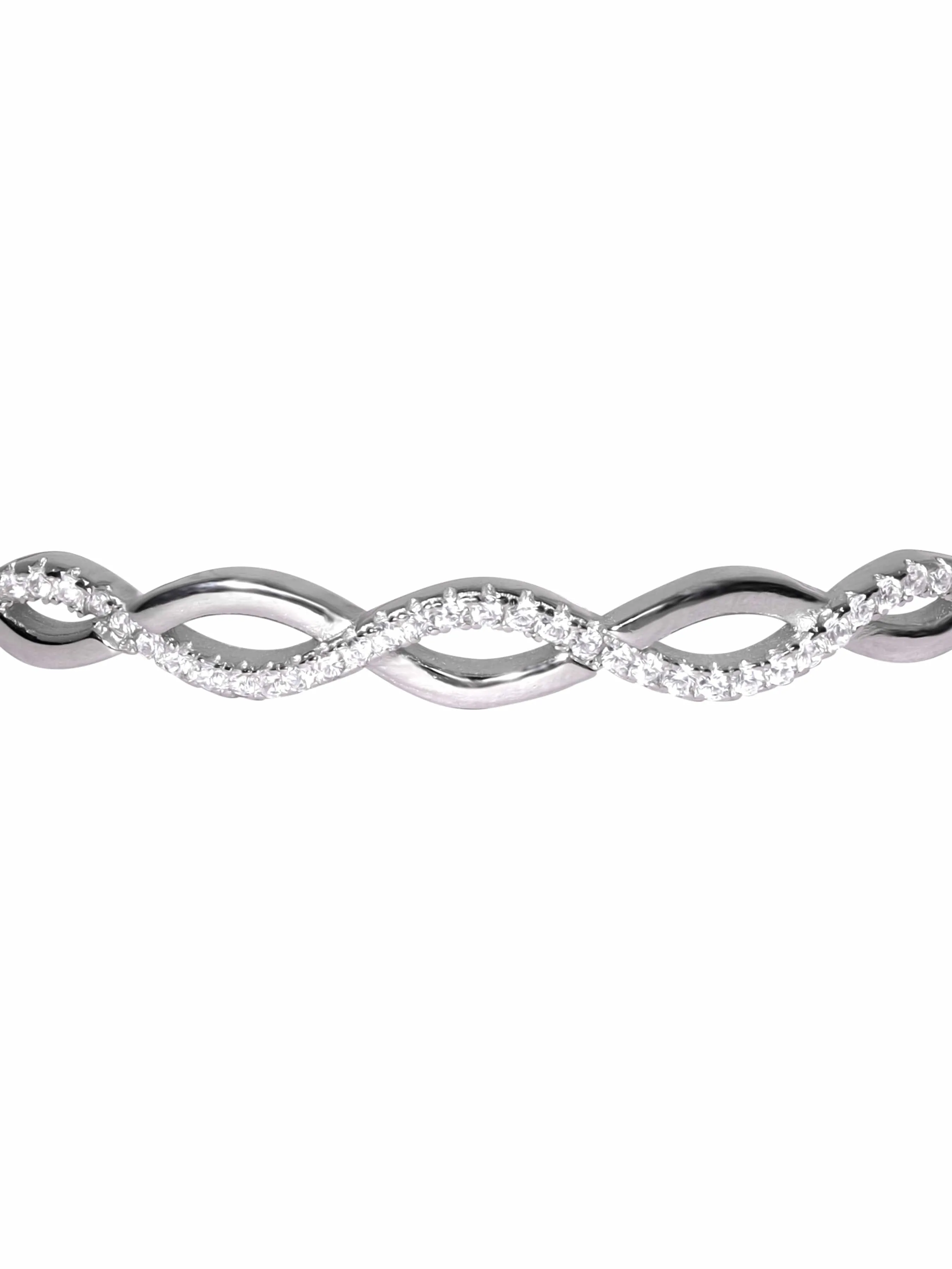 Rubans Silver Rhodium Plated Zirconia Studded Minimal Bracelet