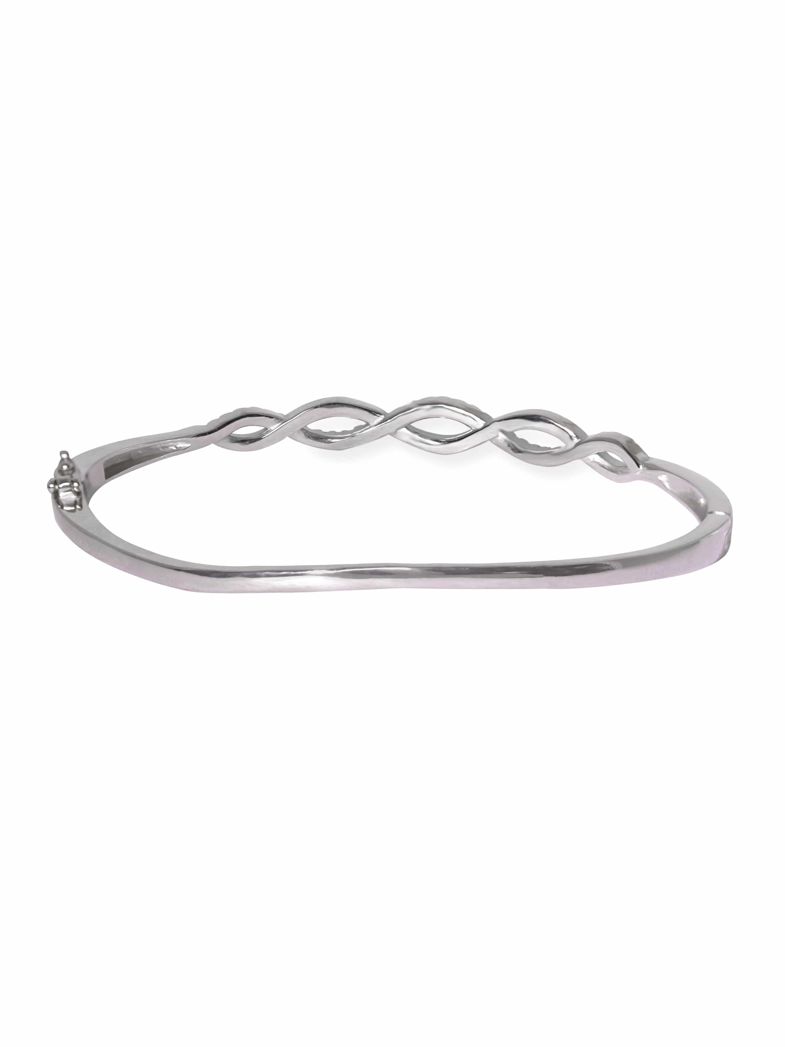 Rubans Silver Rhodium Plated Zirconia Studded Minimal Bracelet