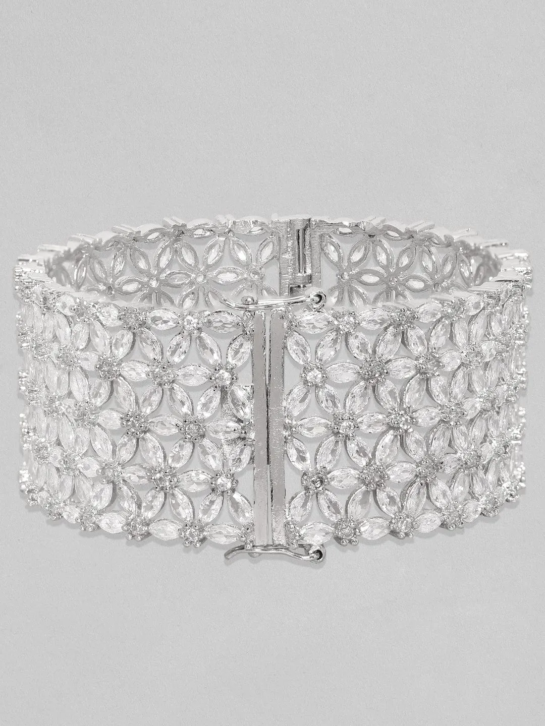 Rubans Silver toned Zircon Studded Bracelet