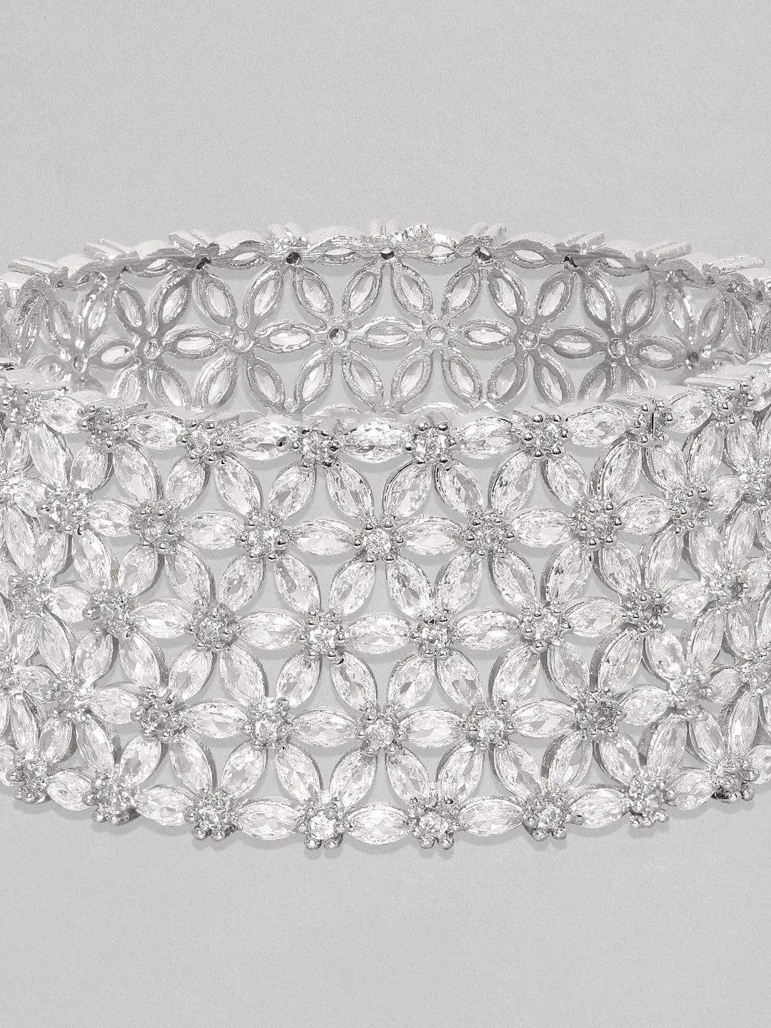 Rubans Silver toned Zircon Studded Bracelet