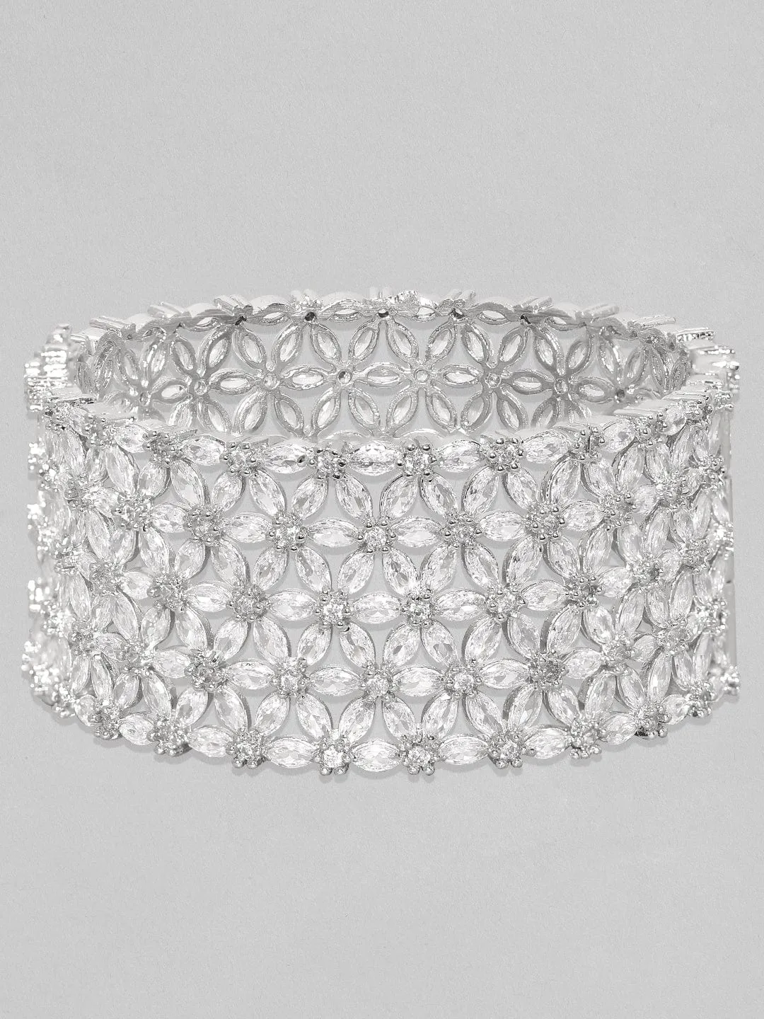 Rubans Silver toned Zircon Studded Bracelet