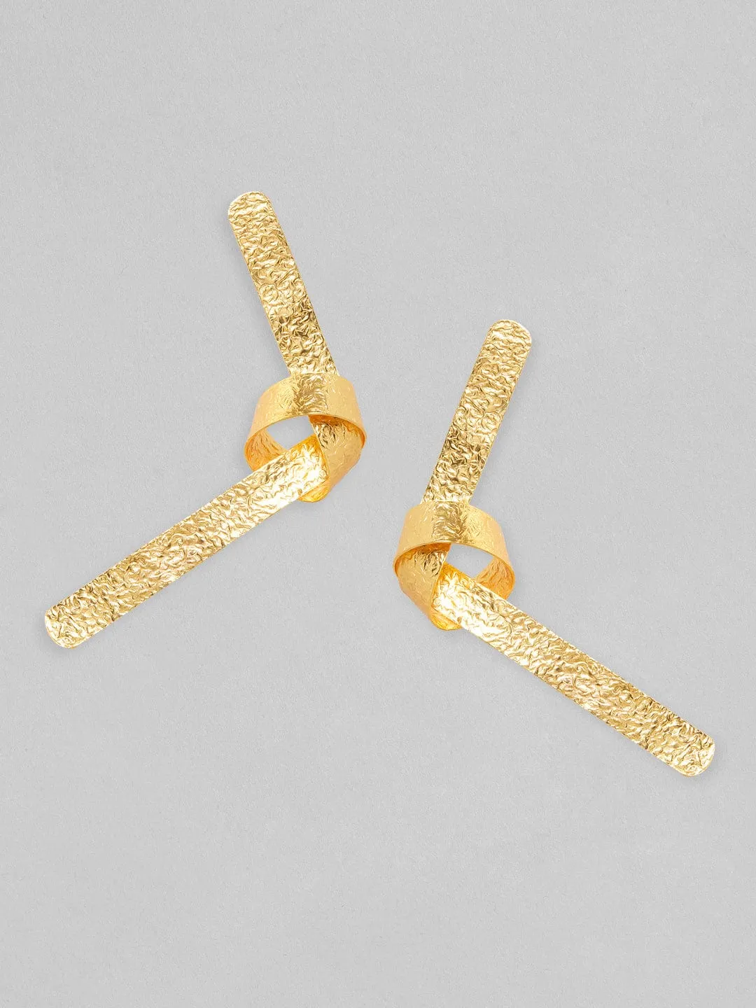 Rubans Voguish 18K Gold Plated On Copper Handcrafted Contemporary Knot Stud Textured Earrings.