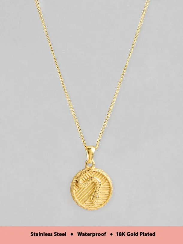 Rubans Voguish 18K Gold Plated Stainless Steel Waterproof Chin With Circle Embossed Pendant.