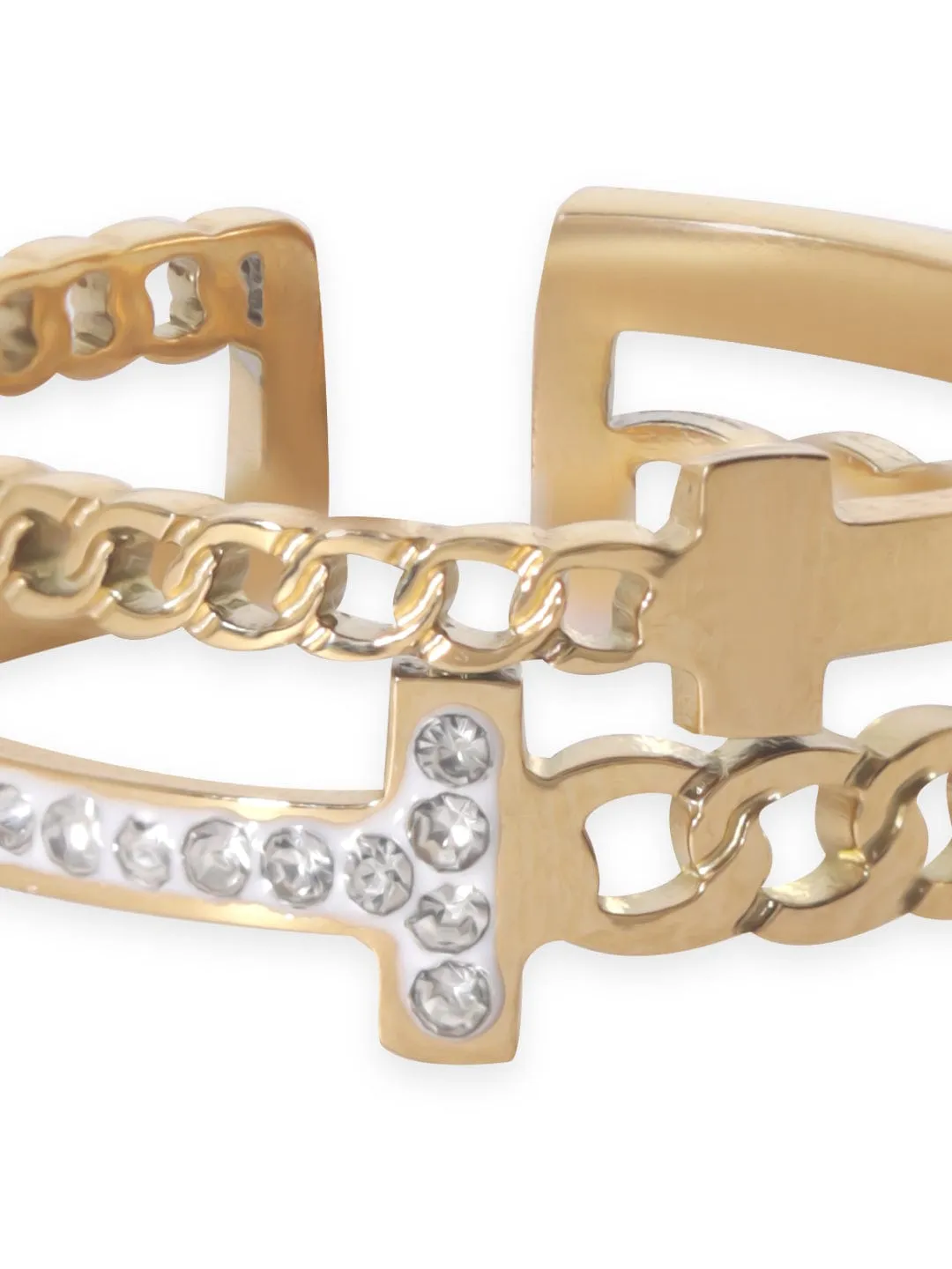 Rubans Voguish Gold Plated Link Chain Pattern Adjustable Ring