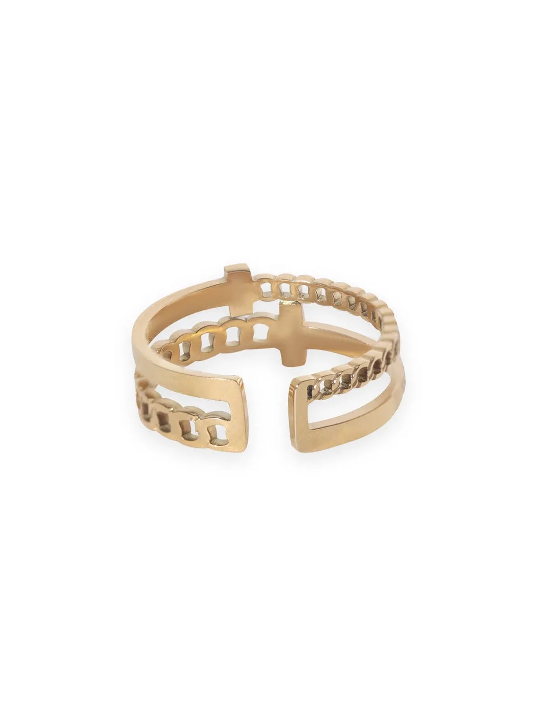 Rubans Voguish Gold Plated Link Chain Pattern Adjustable Ring