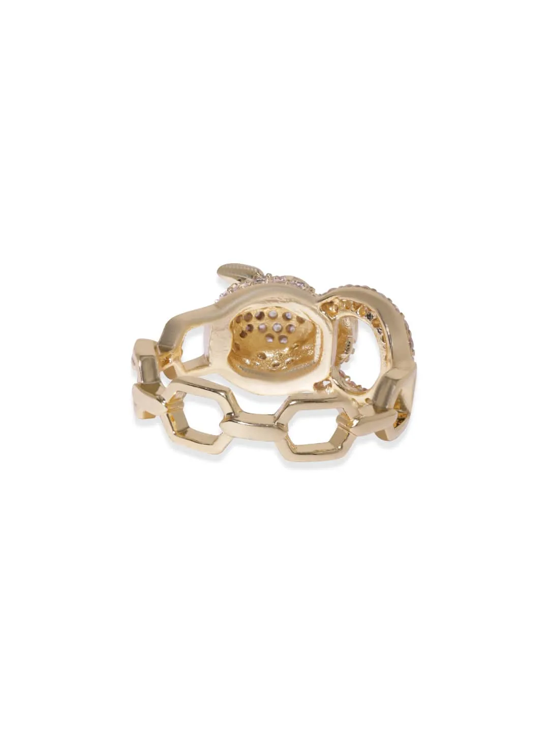 Rubans Voguish Gold Toned Pave Zirconia Studded Glamourous Panther Motif Ring