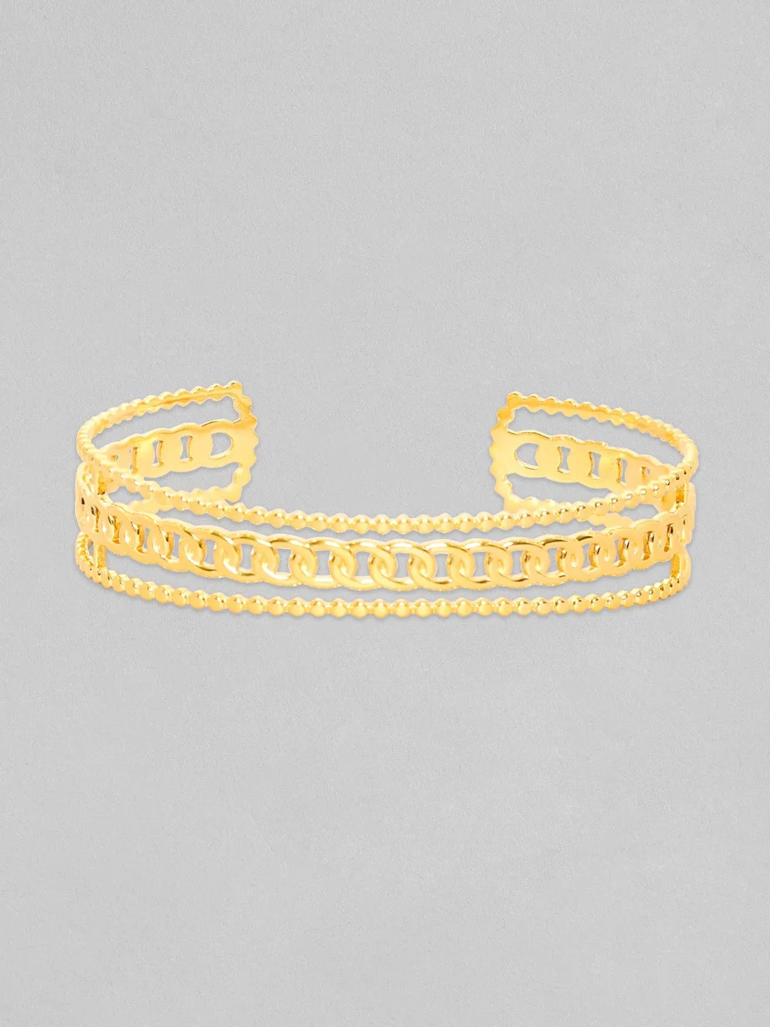 Rubans Voguish Gold Toned Stainless Steel Cuban Link Adjustable Bracelet