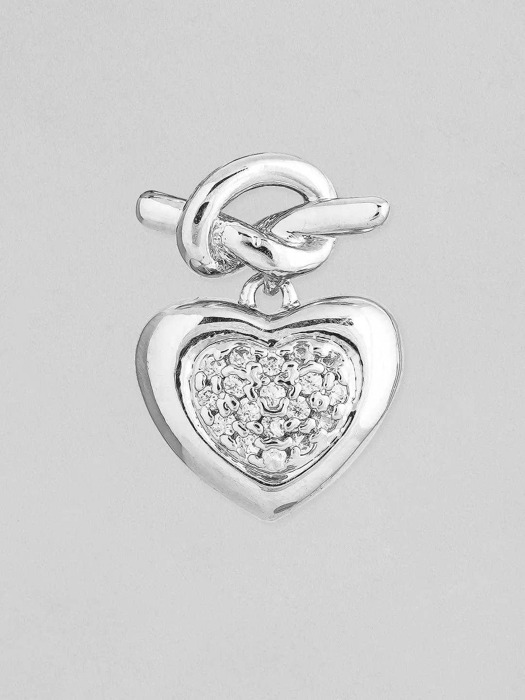 Rubans Voguish Silver-Toned Heart Shaped Studs Earrings