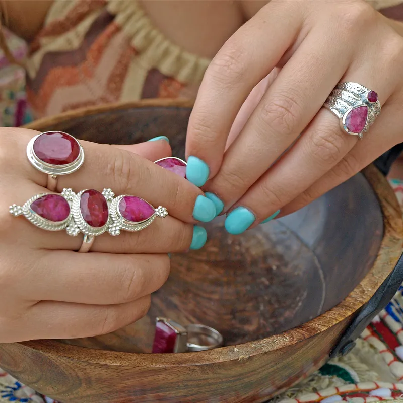 Ruby Triple Stone Bohemian Ring