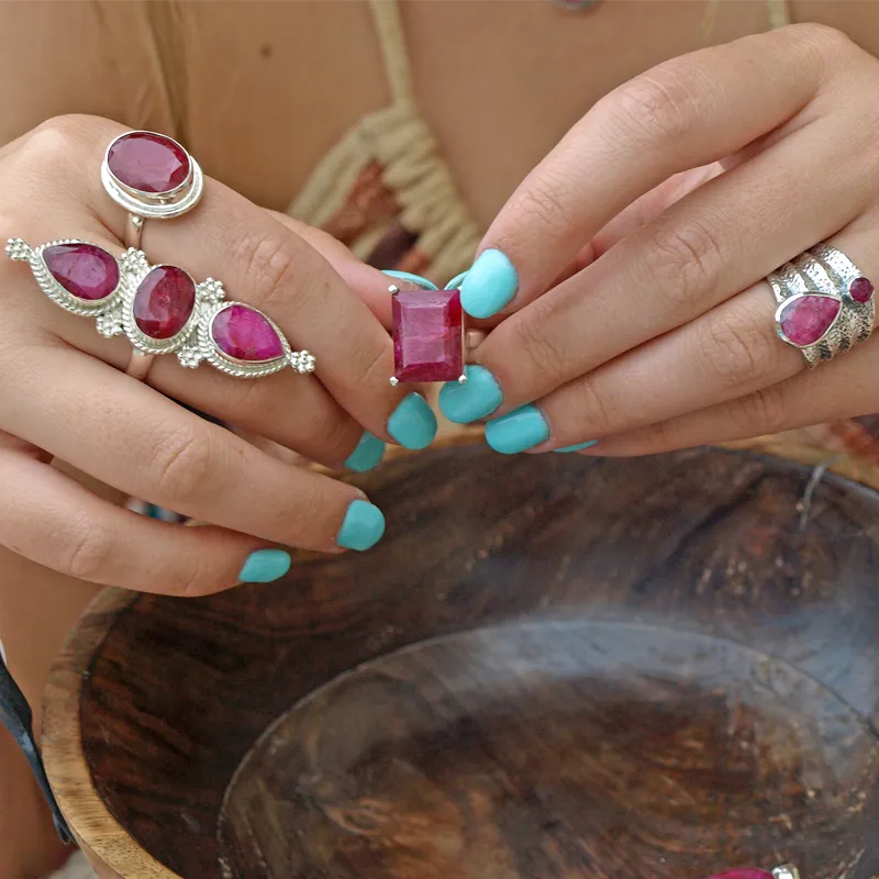 Ruby Triple Stone Bohemian Ring