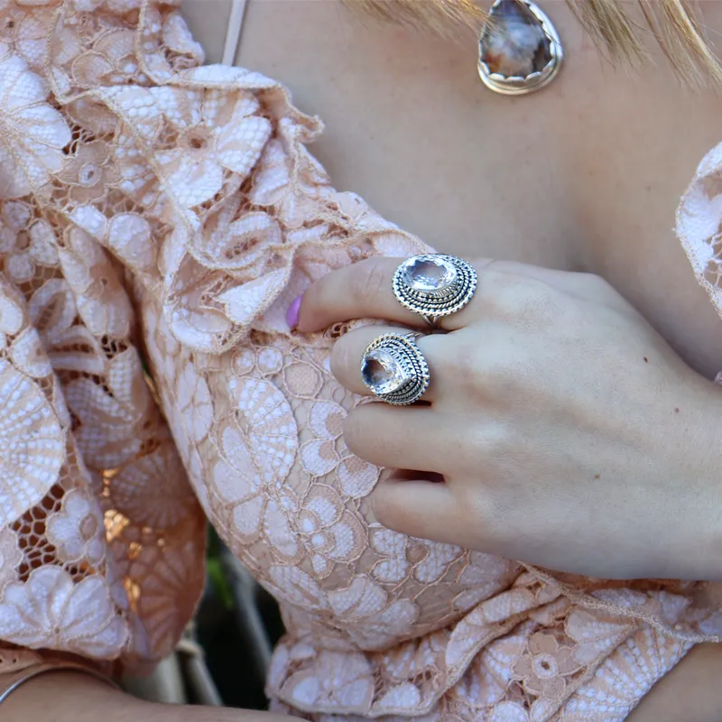 Saira Clear Quartz Bohemian Ring