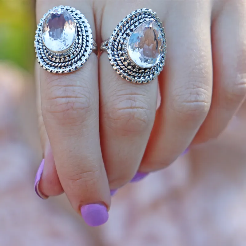 Saira Clear Quartz Bohemian Ring