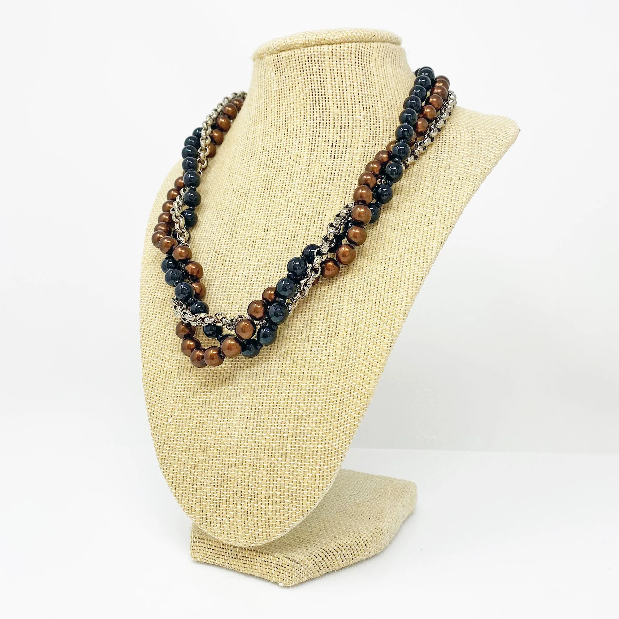 SAUNDRA black and copper pearl necklace