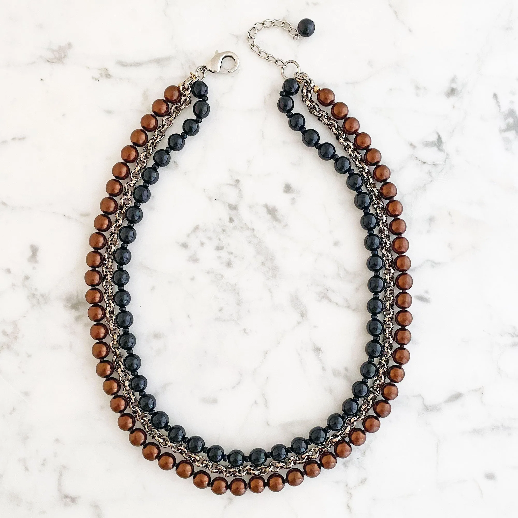 SAUNDRA black and copper pearl necklace