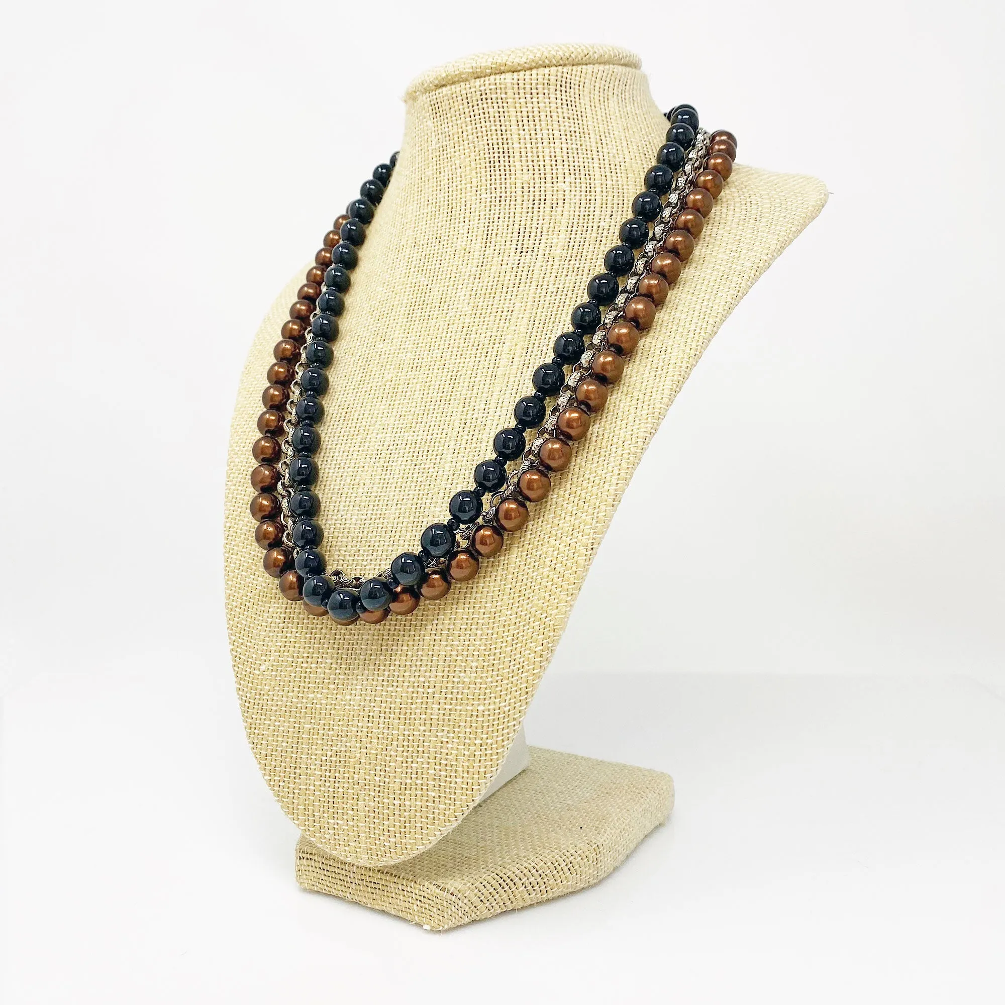 SAUNDRA black and copper pearl necklace